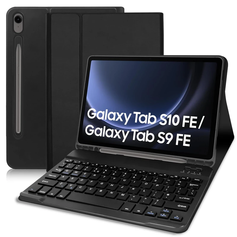 Keyboard Case for Samsung Galaxy Tab S10 Lite/S10 FE 2025/S9 FE 2023/ S9 2023-UK Layout Bluetooth Detachable Wireless Keyboard for Tab S10 Lite/S10 FE/S9 FE/S9(10.9''/11'')-Black