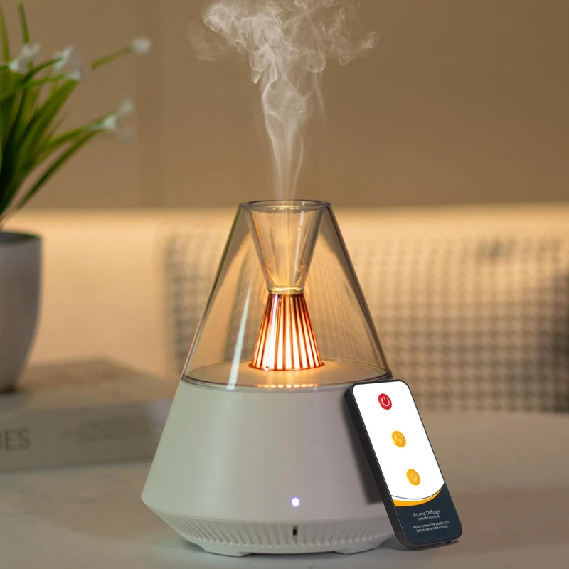 Electric Essential Oil Diffuser Ultrasonic Cool Mist Aromatherapy Diffuser Scented Oil Aroma Diffusers with Remote Control Auto Shut-off 7 LED Light for Home Office Gift -150ml White