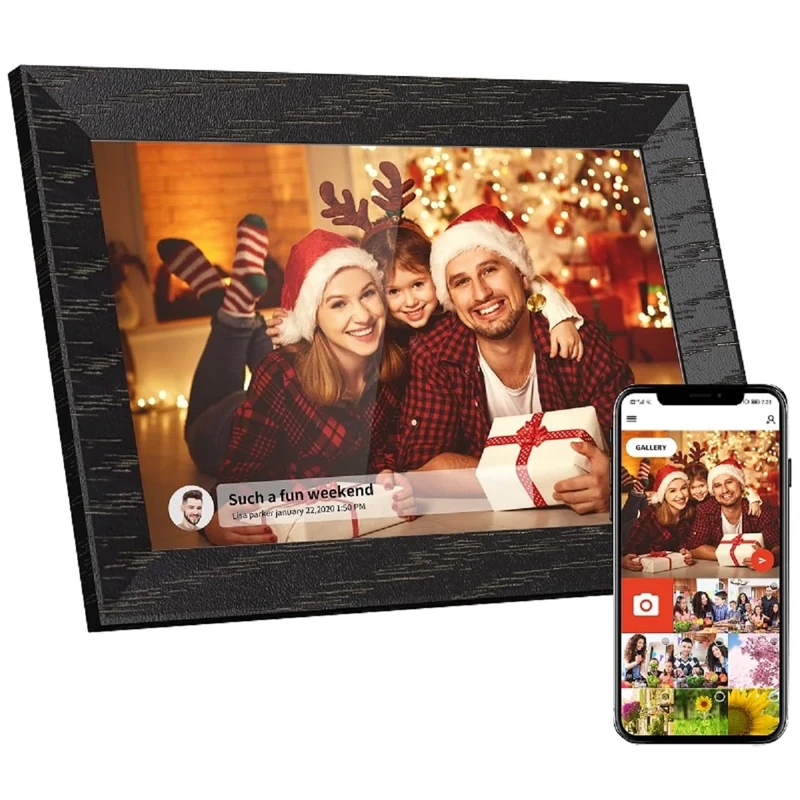 Tibuta 10.1 Inch Electronic Digital Photo Frame WiFi 32GB WiFi Digital Photo Frame 1280 x 800 HD IPS Touchscreen Memory Automatic Rotation Share Photos and Videos