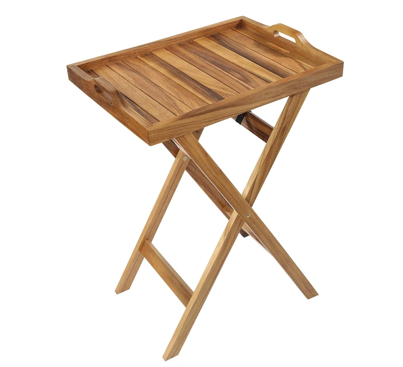 Zassenhaus Serving Tray with Stand Acacia Wood | Foldable | Tray with Handles | Breakfast Tray | Sustainably Sourced Hardwood | Tray: 60.0 × 45.0 × 7.0 cm | Stand 80 cm High