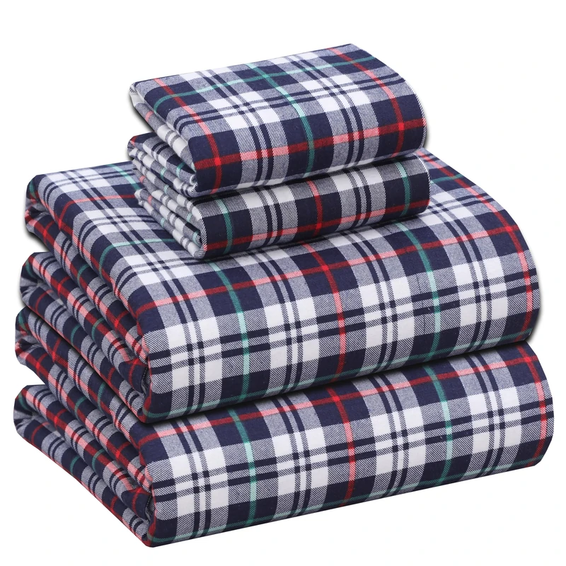 RUVANTI Flannel Sheets Queen Size - 100% Cotton, Double Brushed - Deep Pockets - 16" - Breathable, Extra Soft, Warm and Cozy - 4 Piece, Noel