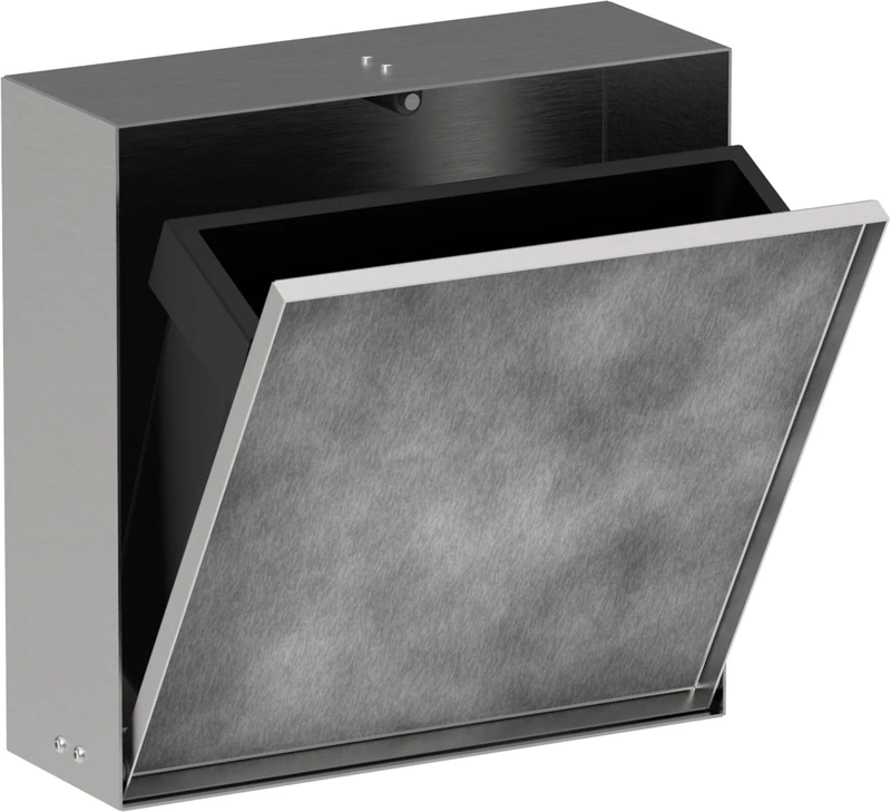 hansgrohe XtraStoris Rock 56089800 Built-In Bathroom Bin with Tileable Door, Recessed Wall Recess 300 x 300 x 100 mm, Bathroom Waste Bin, Bathroom Accessories, Brushed Stainless Steel