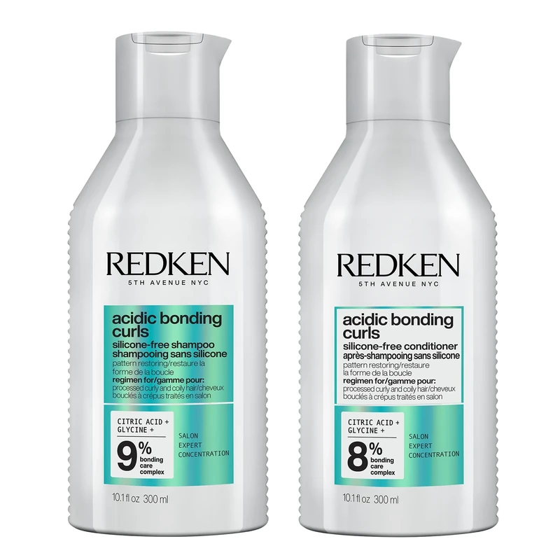 REDKEN Acidic Bonding Curls Shampoo and Conditioner Set, Bond Repair, Damaged Curly & Coily Hair, Sulphate-Free to Gently Cleanse, Silicone-Free for Lightweight Curls