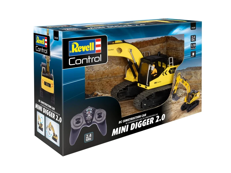 Revell Control 24638 RC Construction Vehicle Mini Digger I With Precise 2.4 GHz Control I 1:18 Scale I 46cm in length