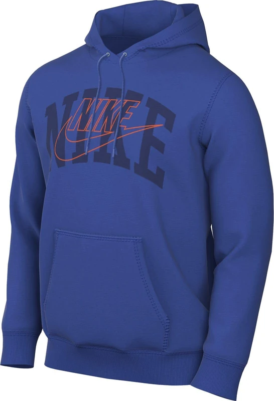 NIKE FV4447-480 Club Fleece Sweatshirt Men's Game Royal/Safety Orange Size S