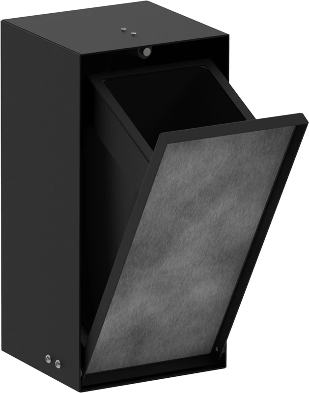 hansgrohe XtraStoris Rock - recessed Bathroom bin with tileable Door, Bathroom Wall Niche 300 x 150 x 140 mm, recessed Bathroom Waste bin, Bathroom Accessory, matt Black, 56063670