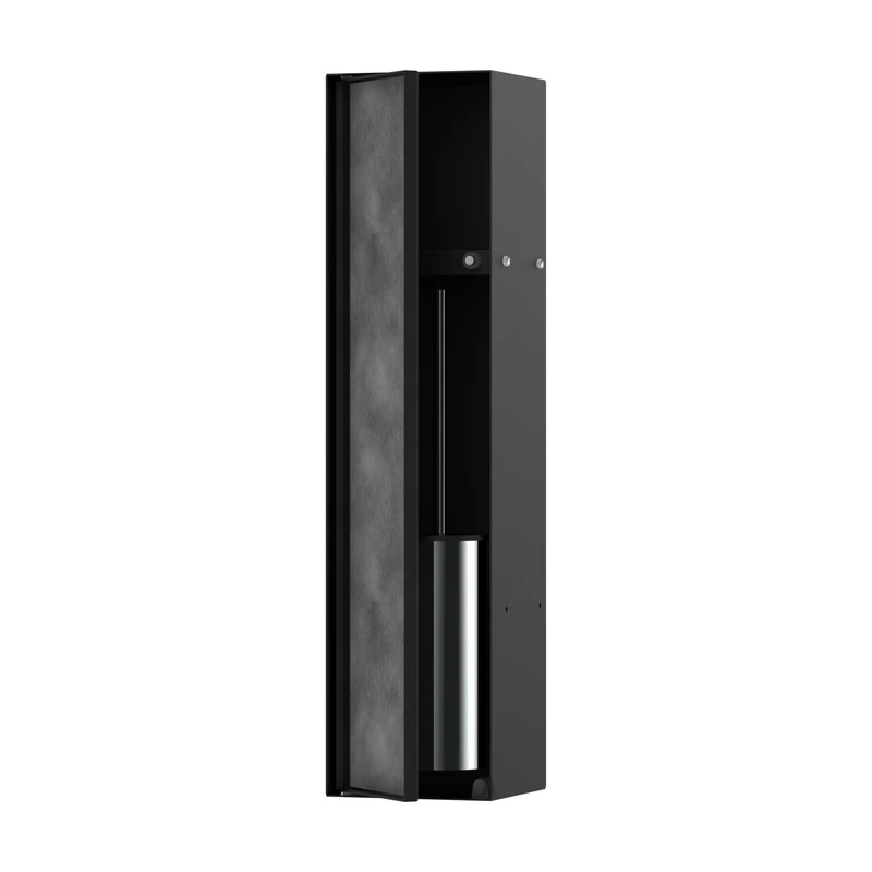 hansgrohe XtraStoris Rock - recessed Toilet Brush Holder with Storage Shelf and tileable Door, Toilet Brush & Holder, Bathroom Wall Niche, Bathroom Accessory, matt Black, 56060670