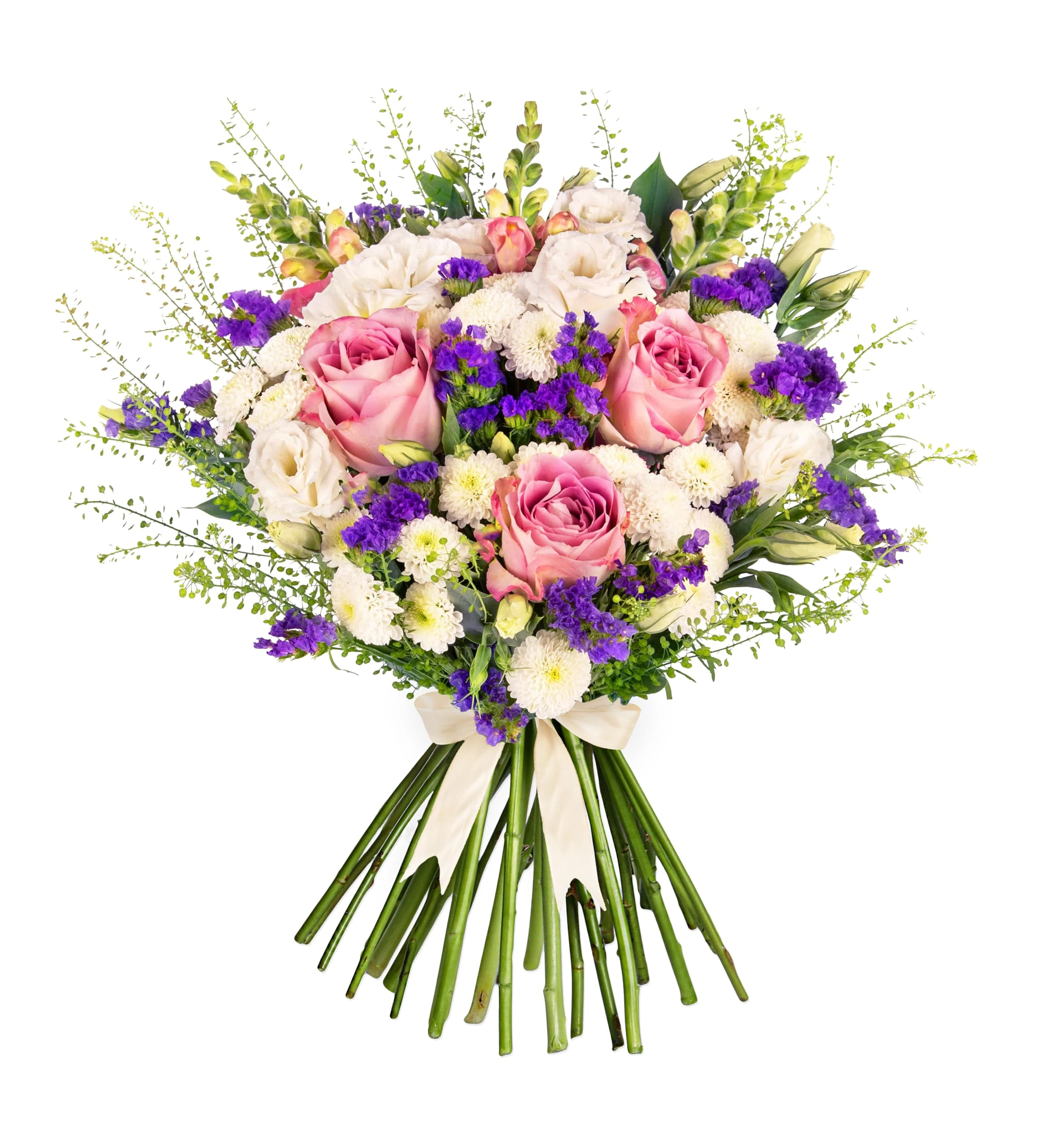 Wild and Wonderful - Fresh pink and white Roses bouquet surrounded by Thlaspi - A Stunning Gift for any Occasion - Brighten Someone's day with Beautiful Flowers - Medium
