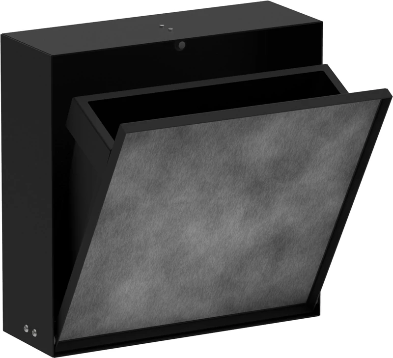 hansgrohe XtraStoris Rock - recessed bathroom bin with tileable door, bathroom wall niche 300 x 300 x 100 mm, recessed bathroom waste bin, bathroom accessory, matt black, 56089670
