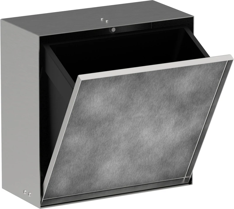 Hansgrohe XtraStoris Rock - recessed bathroom bin with tileable door, bathroom wall niche 300 x 300 x 140 mm, recessed bathroom waste bin, bathroom accessory, brushed stainless steel, 56090800