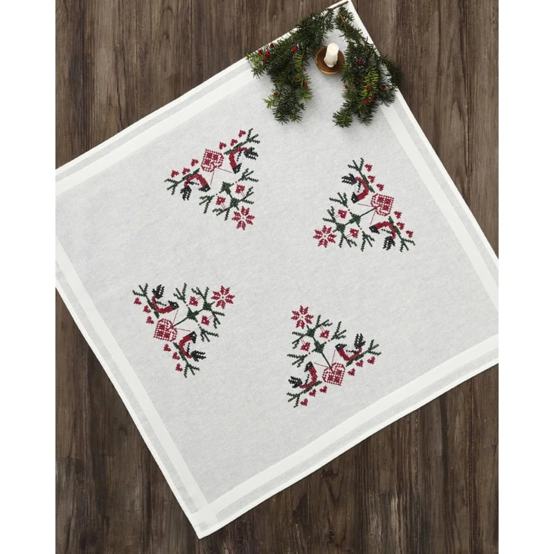 Permin Tablecloth Cross Stitch Embroidery Kit Birds with Hearts Embroidery Picture Printed