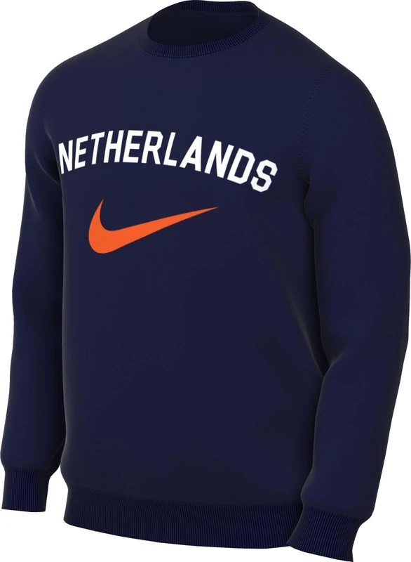 Nike Men's Netherlands Herren Sportswear Club CRW Bb Sweatshirt, Blue Void/Safety Orange, M - Image 1