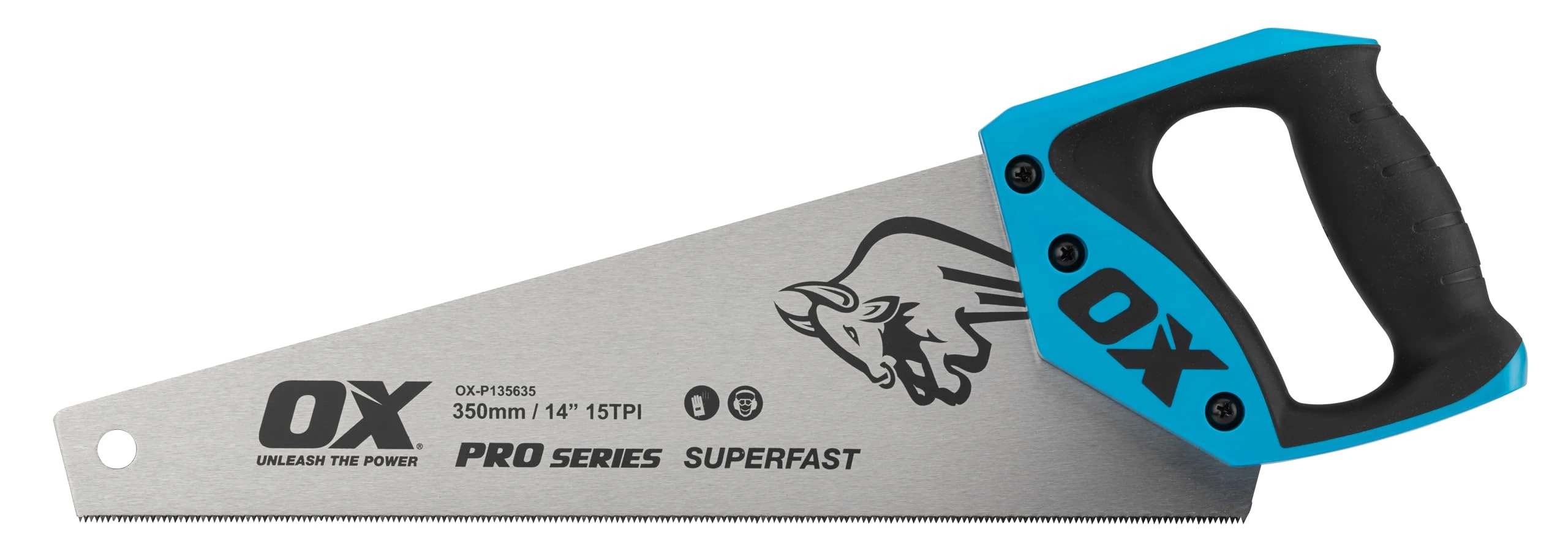 OX Pro 350mm Toolbox Hand Saw – Double Ground Fine Cutting Blade | Ergonomic Handle | Built-in Angle Guide | Model OX-P135635