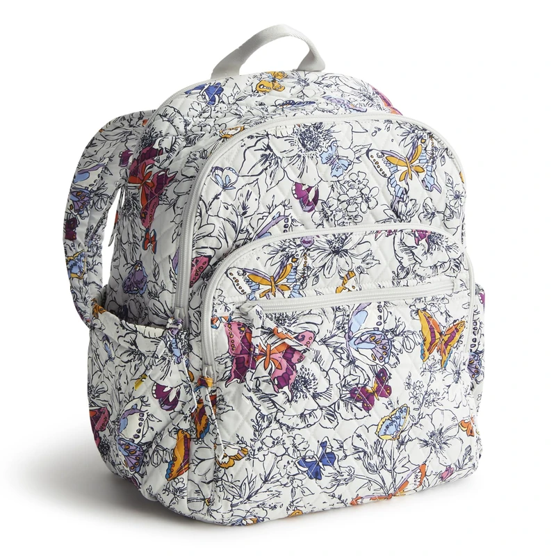 Vera Bradley Women's Cotton Bancroft Backpack Bookbag, Wing + Bloom, One Size