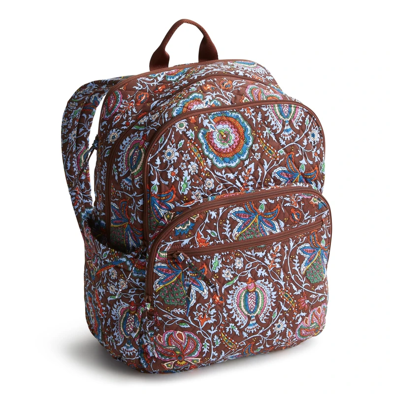 Vera Bradley Women's Cotton Large Bancroft Backpack Bookbag, Marrakesh Cinnamon, One Size