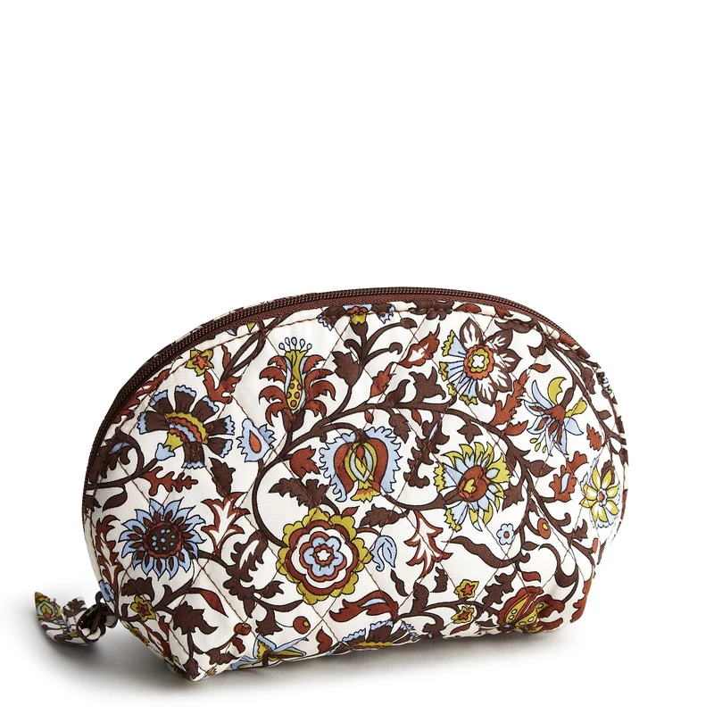 Vera Bradley Women's Cotton Mini Dome Cosmetic Makeup Bag, Marrakesh Vines Cream, One Size - Image 1