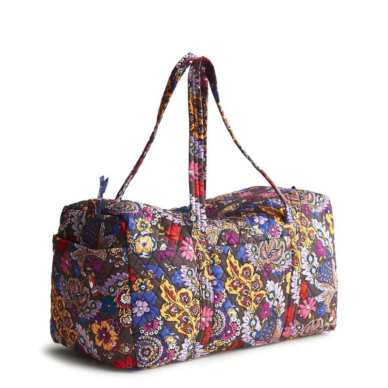 Vera Bradley Women's Cotton Large Original Duffel, Colorful Bouquet, One Size