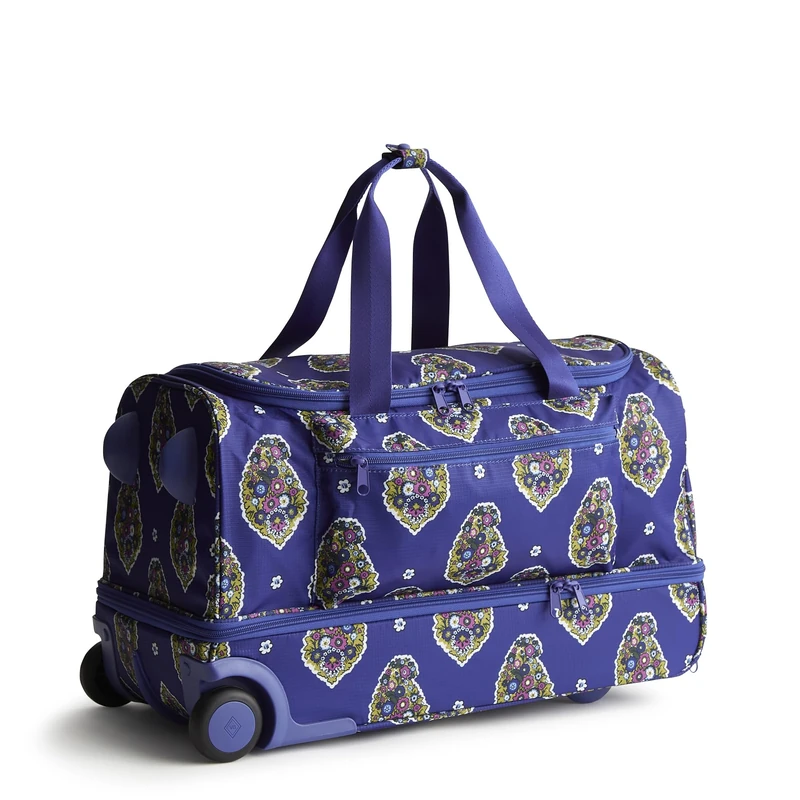 Vera Bradley Women's Ripstop Polyester Adair Rolling Duffel Suitcase, Kew Gardens Blue, One Size