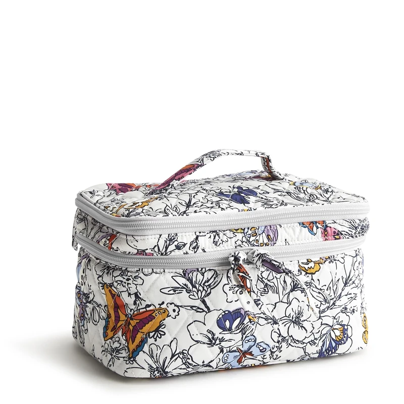 Vera Bradley Women's Cotton Brush Up Cosmetic Case Makeup Bag, Wing + Bloom, One Size