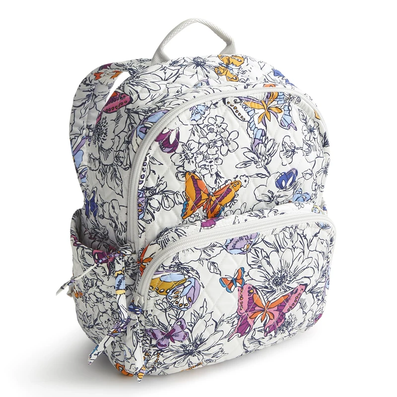 Vera Bradley Women's Cotton Small Banbury Backpack, Wing + Bloom, One Size