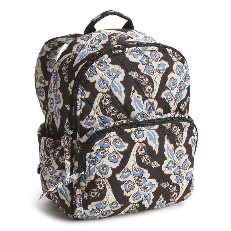 Vera Bradley Women's Polyester Twill Small Banbury Backpack, Calyx + Quill Black, One Size