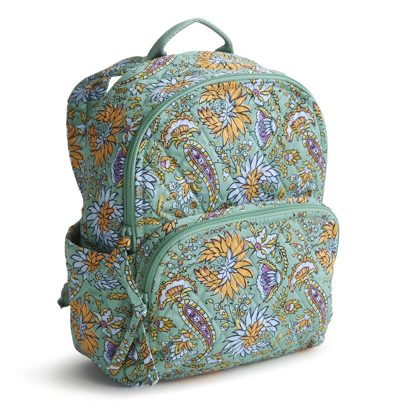 Vera Bradley Women's Premium Cotton Small Banbury Backpack Bookbag, Gemstone Paisley, One Size