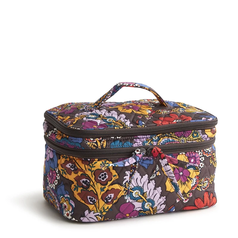Vera Bradley Women's Cotton Brush Up Cosmetic Case Makeup Bag, Colorful Bouquet, One Size