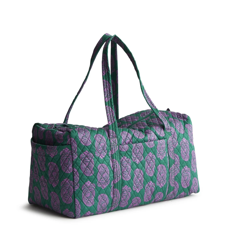 Vera Bradley Women's Cotton Large Original Duffel, Iconic Paisley Green Jacket, One Size