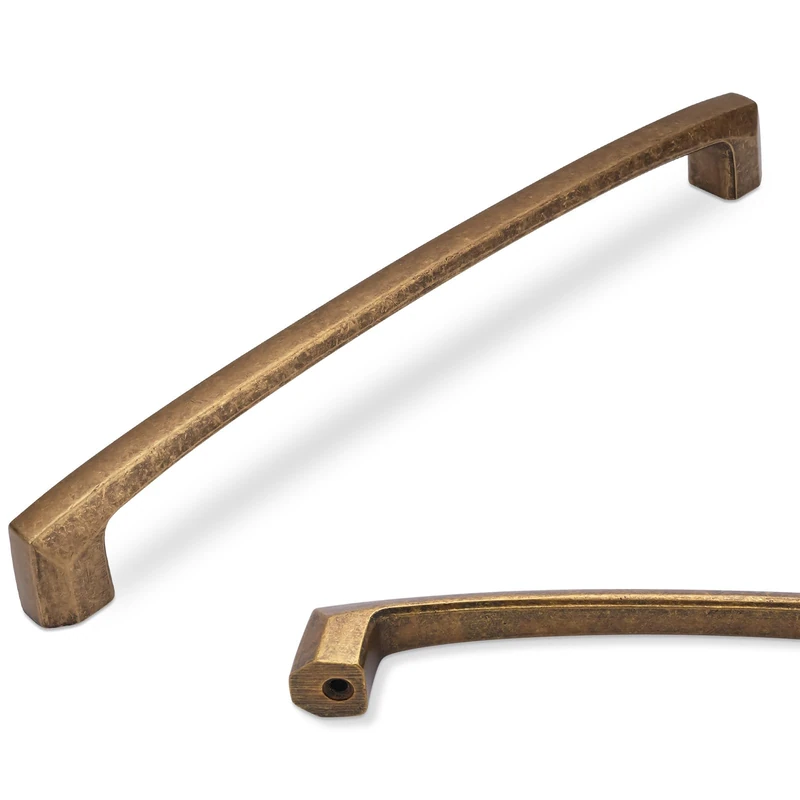 POVEFONK 10 Pack 7 inch(177mm) Antique Brass Kitchen Cabinet Handles Cabinet Pulls Vintage Drawer Pulls Aged Gold Bronze Kitchen Hardware Dresser Handles