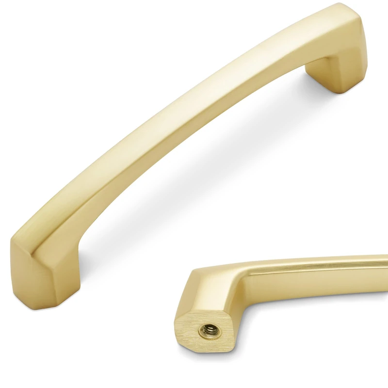 POVEFONK 10 Pack 3.75 inch(96mm) Brushed Brass Kitchen Cabinet Handles Cabinet Pulls Gold Drawer Pulls Kitchen Cabinet Hardware Handles Dresser Handles