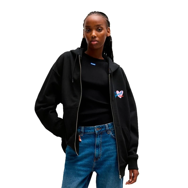 HUGO Women's DOA_b_1 Sweatshirt, Black, L