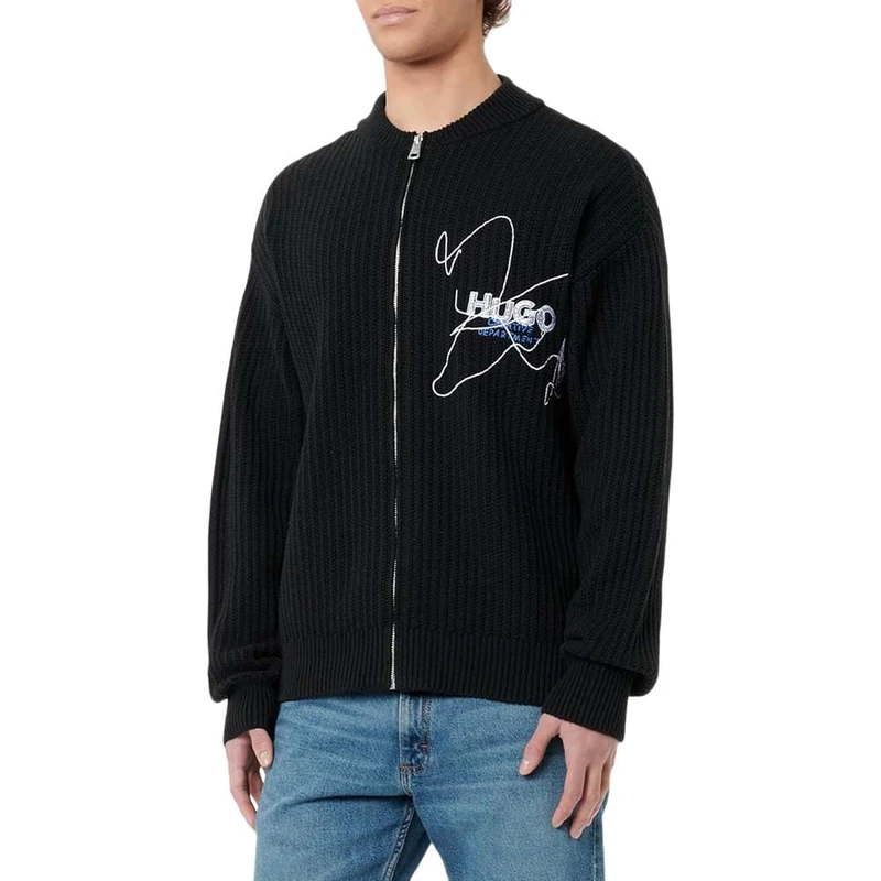 Hugo Men's Socee Knitted Cardigan, Black, XL
