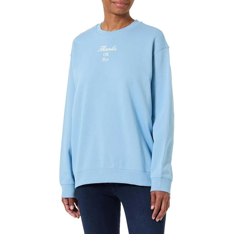 HUGO Women's Classic Crew_b_1 Sweatshirt, Light/Pastel Blue, XS