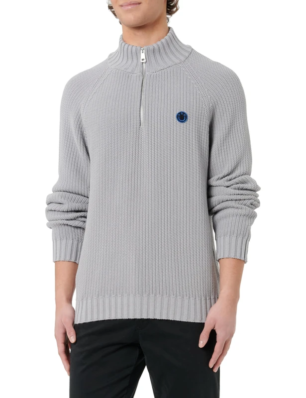 Hugo Selioh Men's Knitted Cardigan, Open Grey, M - Image 1