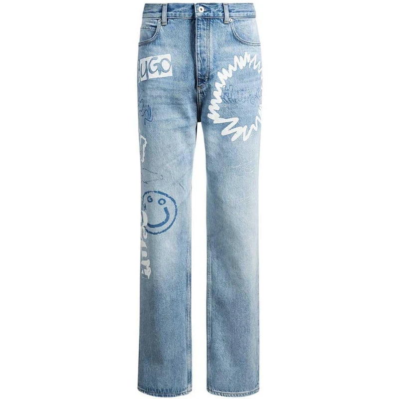 Hugo Men's Nate Jeans Trousers, Turquoise/Aqua, 38 W/32 L