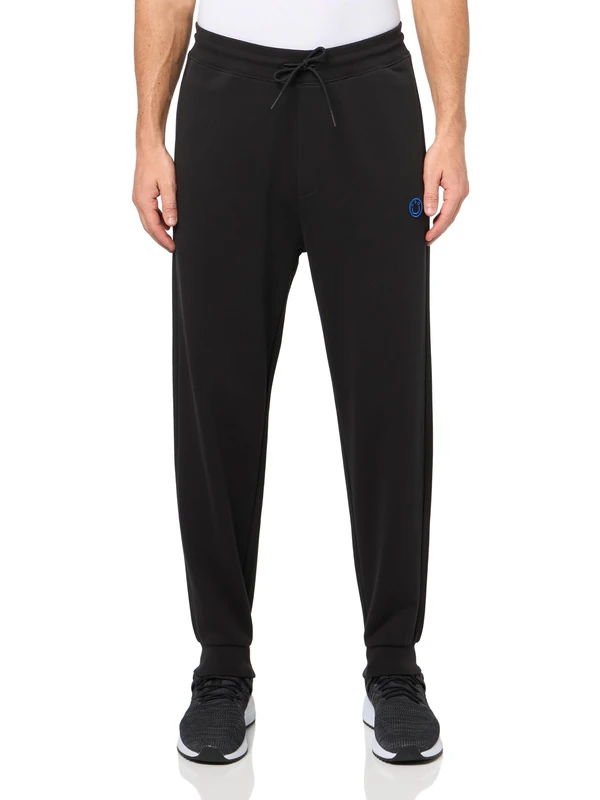 HUGO Men's Smiley Logo Cotton Sweatpants, Black Crow, Medium