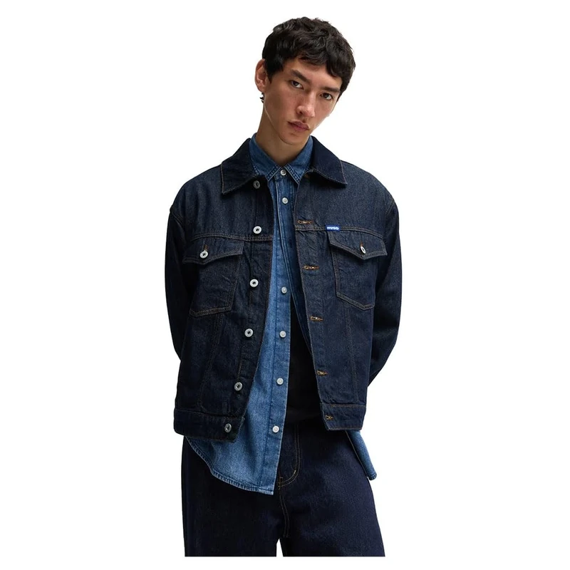 Hugo Men's Dex Jeans Jacket L, Dark Blue, 3XL