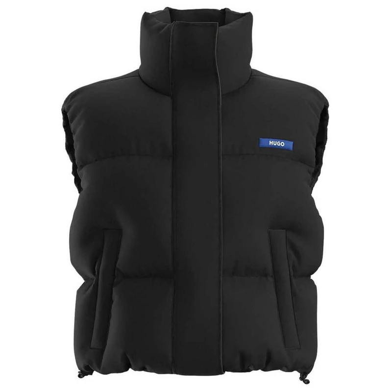 HUGO Men's Small Logo Zip Up Padded Vest Puffer, Black Jade, S