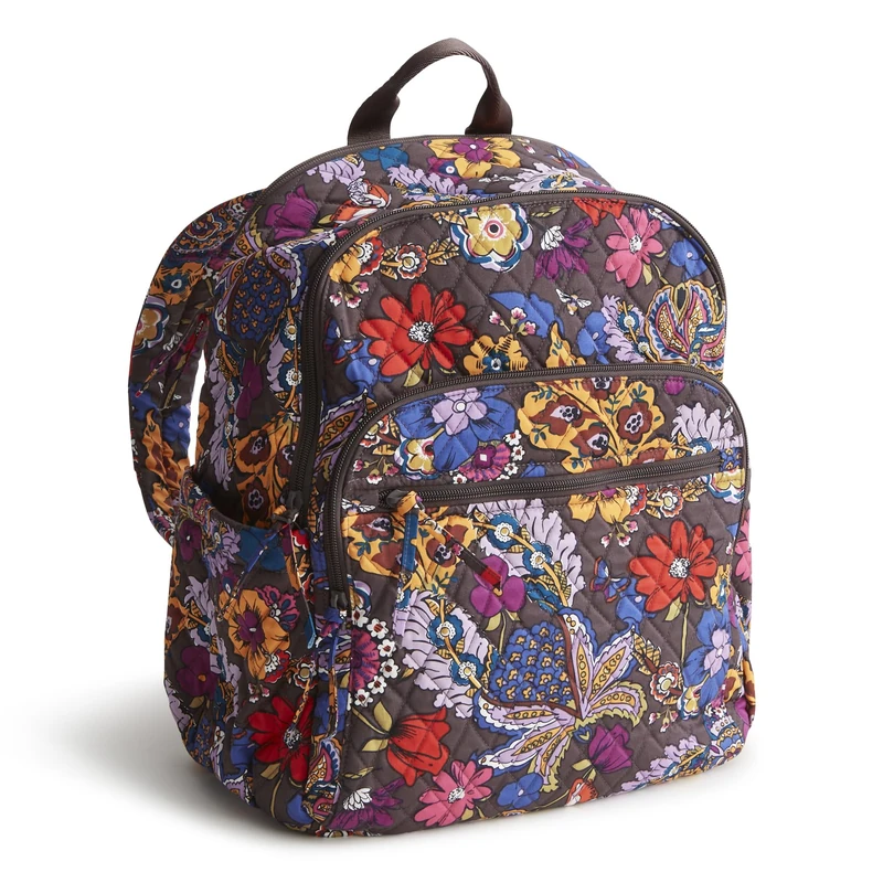 Vera Bradley Women's Cotton Bancroft Backpack Bookbag, Colorful Bouquet, One Size