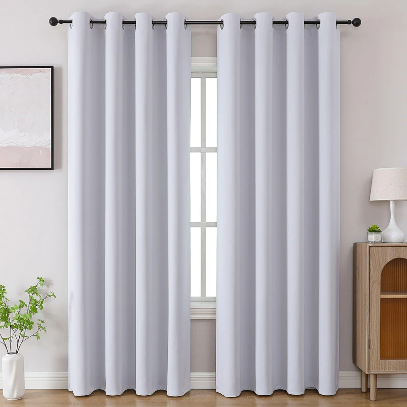 CUCRAF Grayish White Blackout Curtains 84 inch Length 2 Panels Set, Room Darkening Drapes for Living Room Bedroom, Thermal Insulated Light Blocking Grommet Window Curtain (W52 x L84 Inch)