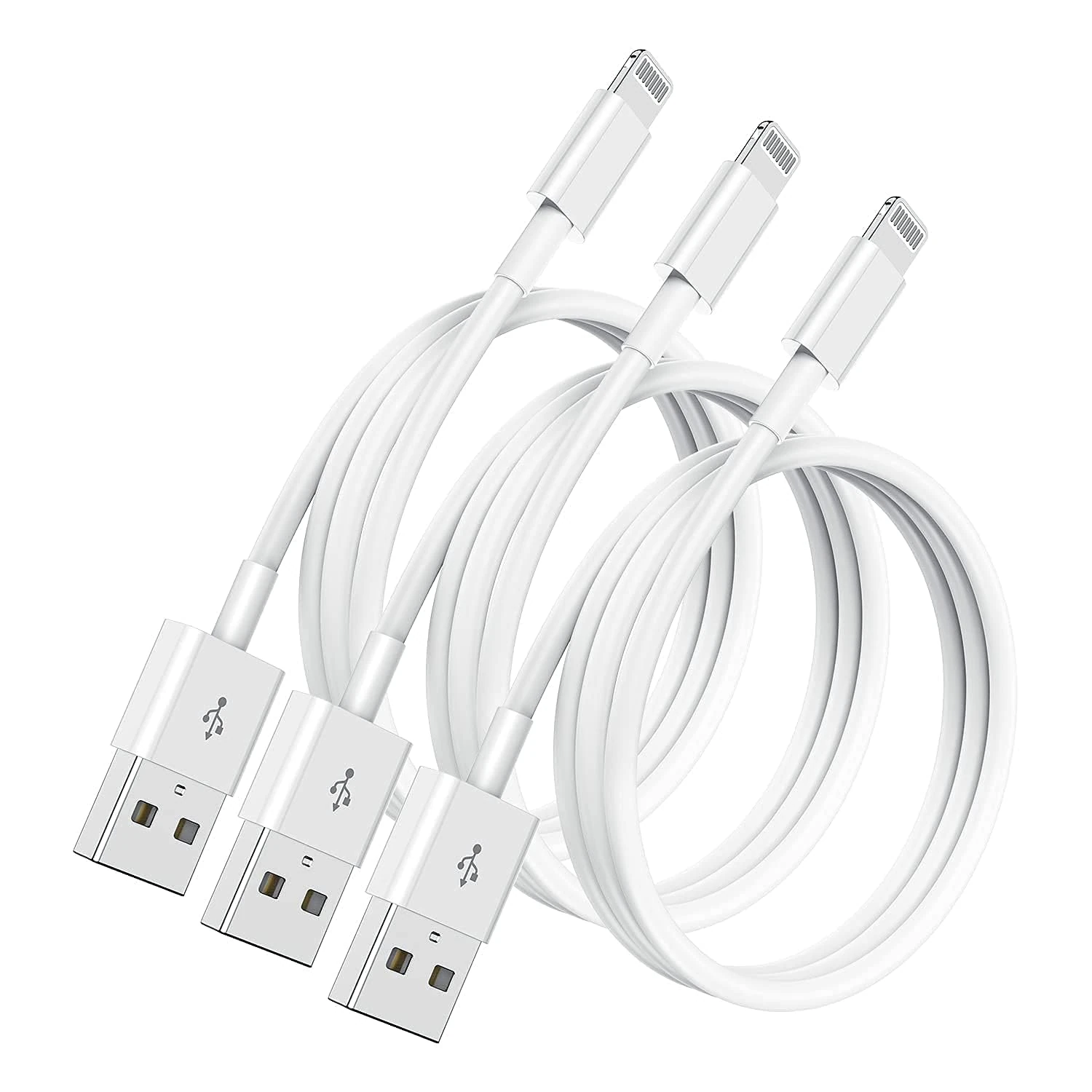 3Pack Apple iPhone Charger Cable 1m, USB to Lightning Cable Fast Charging Lead 1 Meters for iPhone 14/13/12/11/11 Pro/Max/X/XS/XR/XS Max/8/7/6/iPad