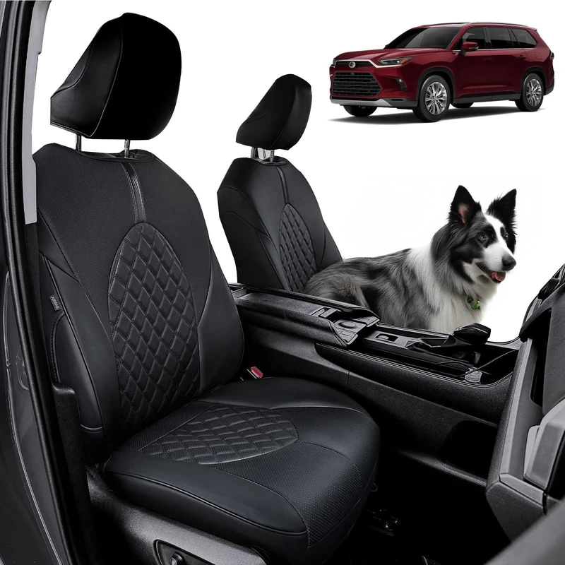 HOUCLEMIC Seat Covers for 2025 2024 Grand Highlander Accessories, Car Seat Covers for Toyota Grand Highlander Accessories 2024 2025 Only 8 Seater Diamond Pattern - Image 1
