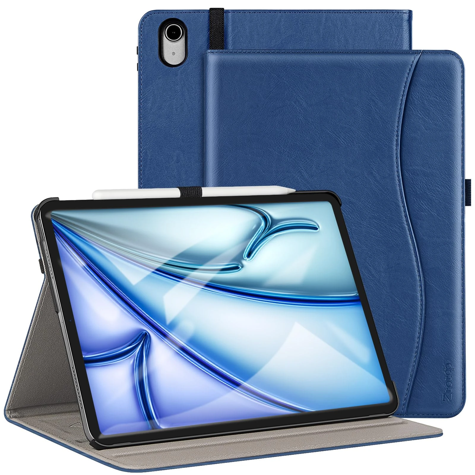 ZtotopCases for New iPad Air 13 Inch (M3/M2) Case 2025/2024 iPad Pro 12.9 Inch 3rd Generation 2018, Leather Folio Cover (Supports iPad Pencil Charging) with Auto Sleep/Wake- Blue