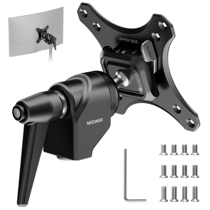 NEEWER VESA Monitor Mount Adapter with Arca Type Quick Release, 360° Rotatable Ball Head, M4 Screw & 5/8" Receiver Light Stand Adapter for TV Screen, Field Monitor, C Stand, Max Load: 44lb/20kg, MA016