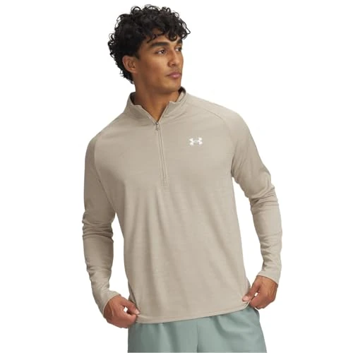 Under Armour Mens Tech Half Zip Long Sleeve T-Shirt City Khaki M