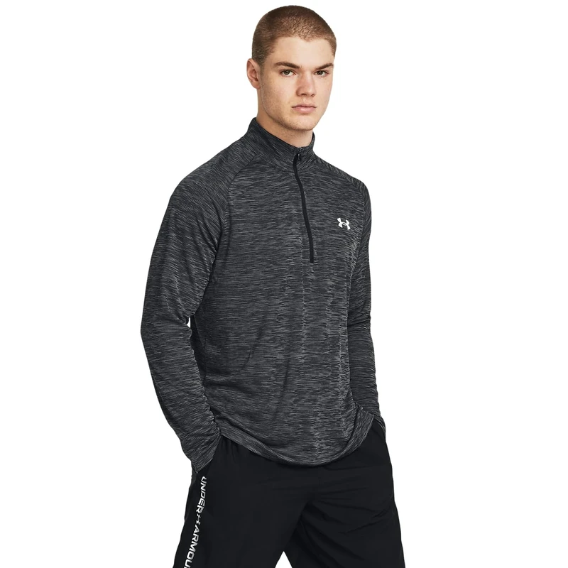 Under Armour Men's Tech Textured Half Zip Long Sleeve, Castlerock/Castlerock, Medium