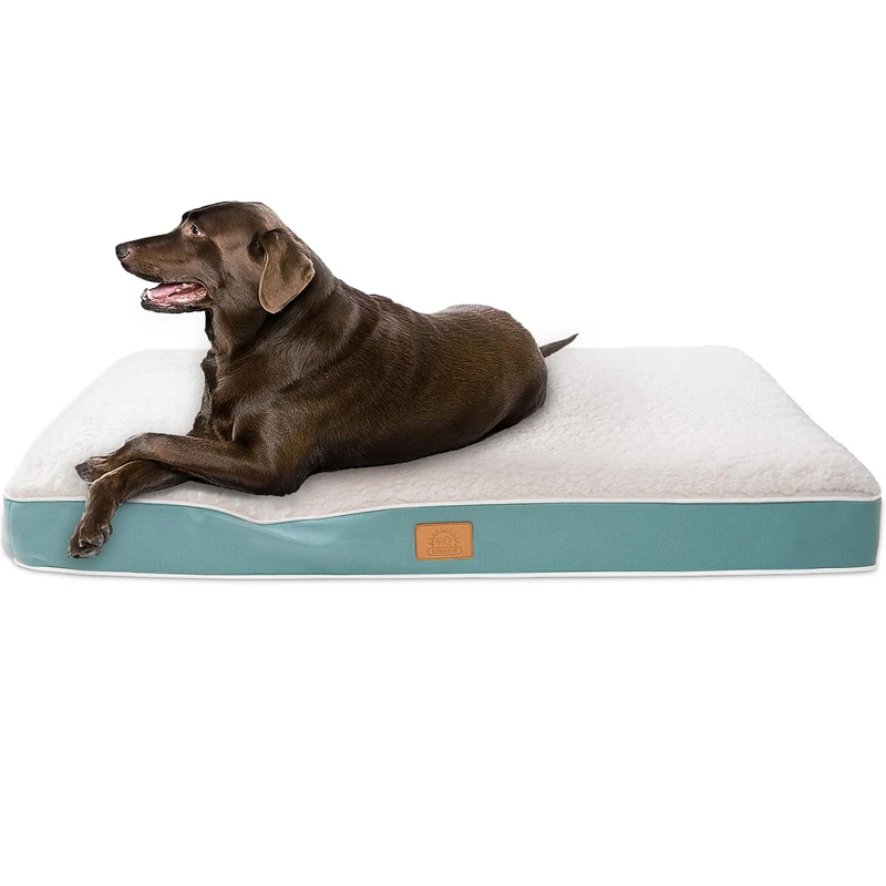 Extra Large Orthopedic Dog Bed for Big Dogs - XL Waterproof Dog Bed with Removable Washable Cover & Anti-Slip Bottom, Crate Bed, Deluxe Plush Pet Bed Mat (Blue)