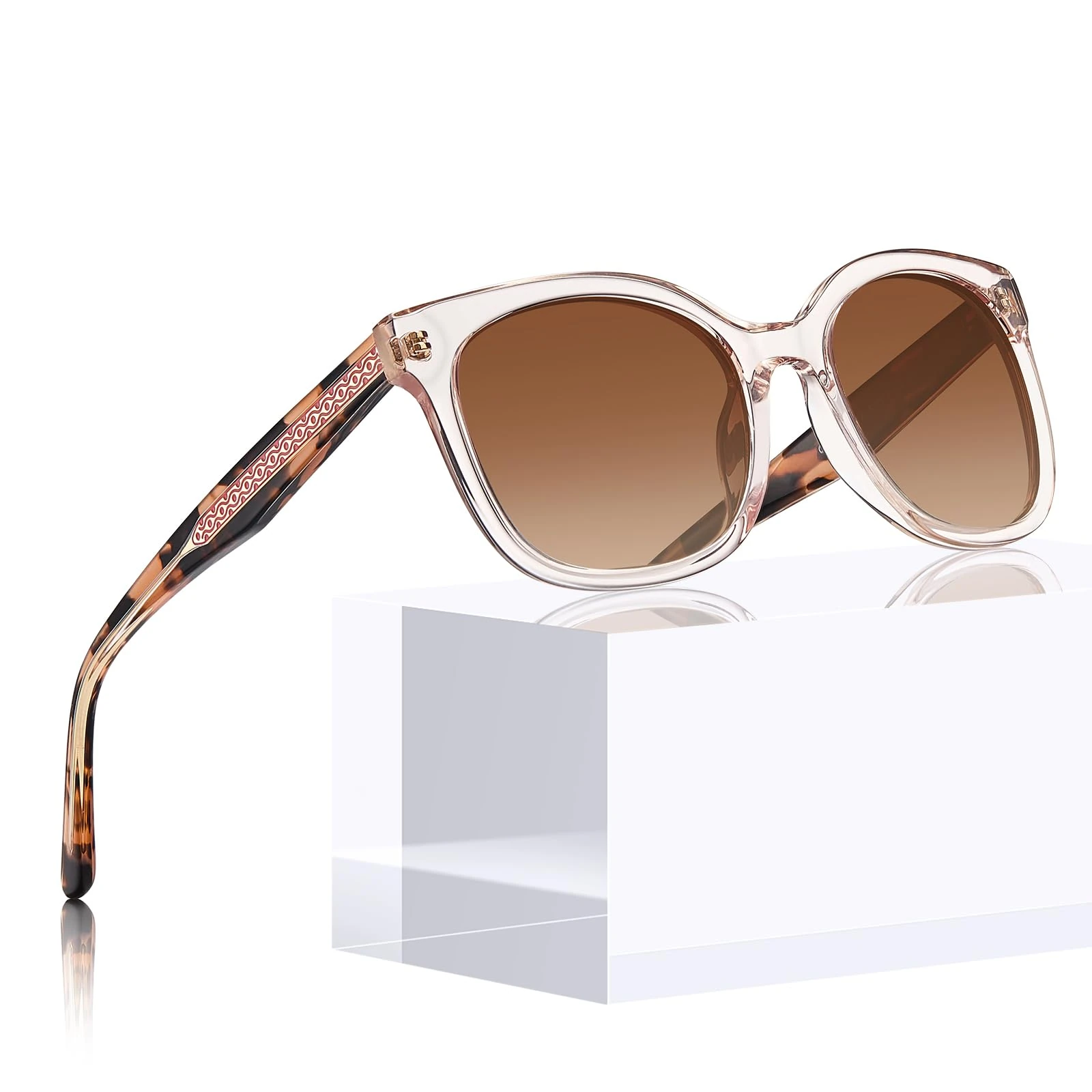 CARFIA Stylish Women's Sunglasses Polarised 400UV Protection Fashion Modern Acetate Cateye Square Eyewear with Different Shades and Unique Colours CA5398