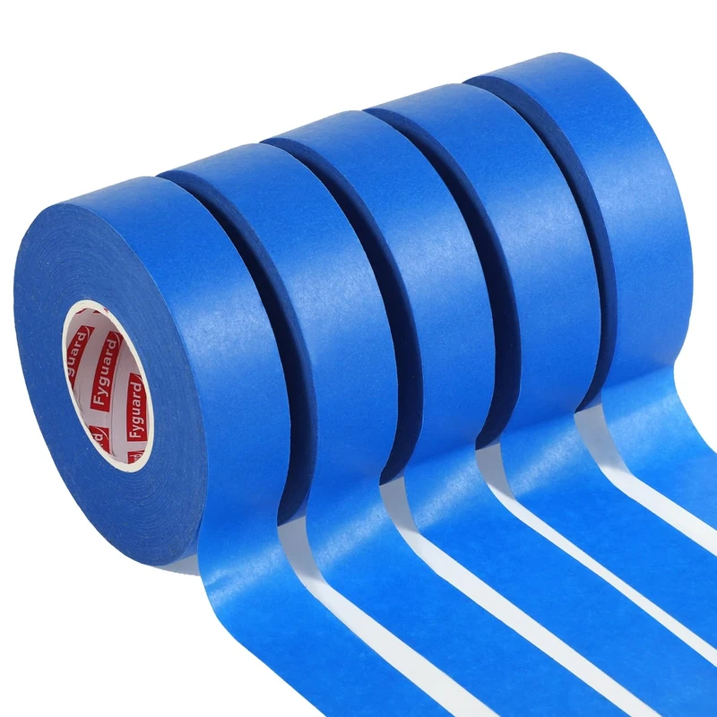 Fyguard 5 Rolls Blue Painters Tape, 24mm x 50m Masking Tape for Painting Painters Tape DIY Crafts Tape Blue Tape Heat-Resistant UV-Resistant for Painting Work, Renovations, Edge Treatment