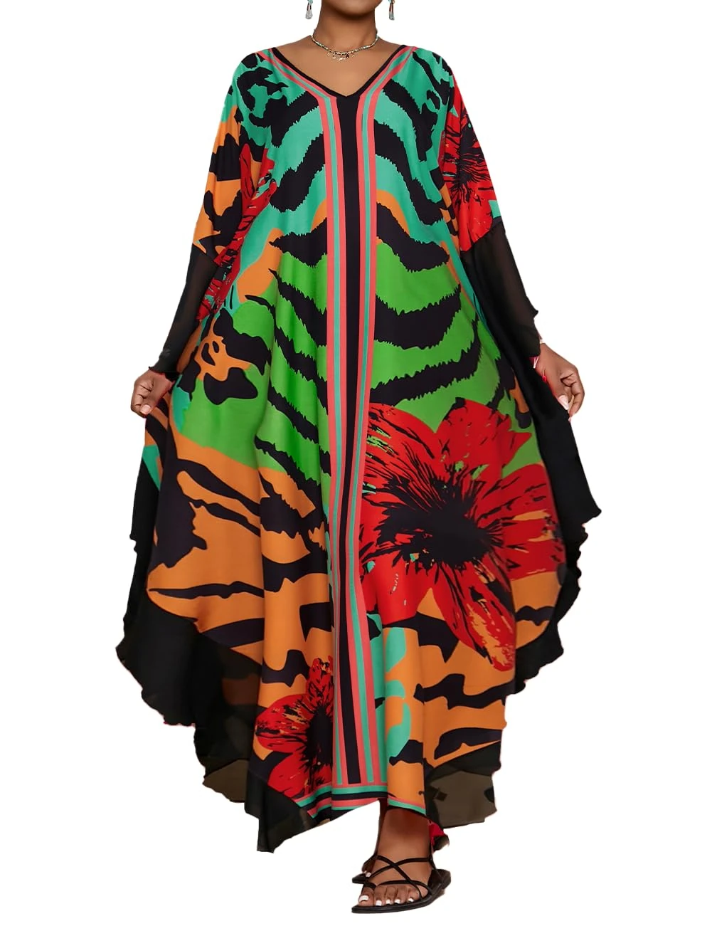 Bsubseach Caftan Cover Ups for Swimwear Women Plus Size Kaftan Bathing Suit Cover Up Dress Resort Wear Black